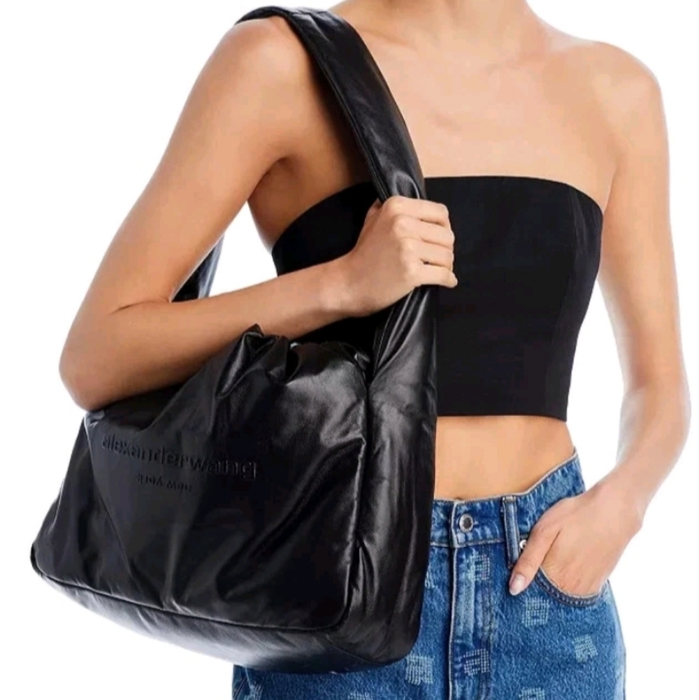 Alxander Wang Large Puff Ryan Women's Black Leather Shoulder Bag New